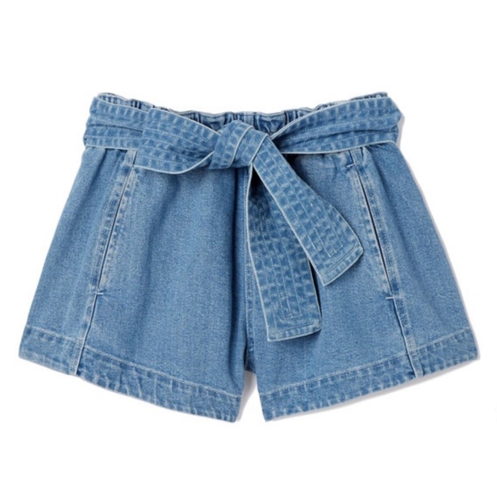 Apiece Apart Blue Dark Wash Denim Elastic Waist Mini Shorts Size 2 / Small - Picture 5 of 5